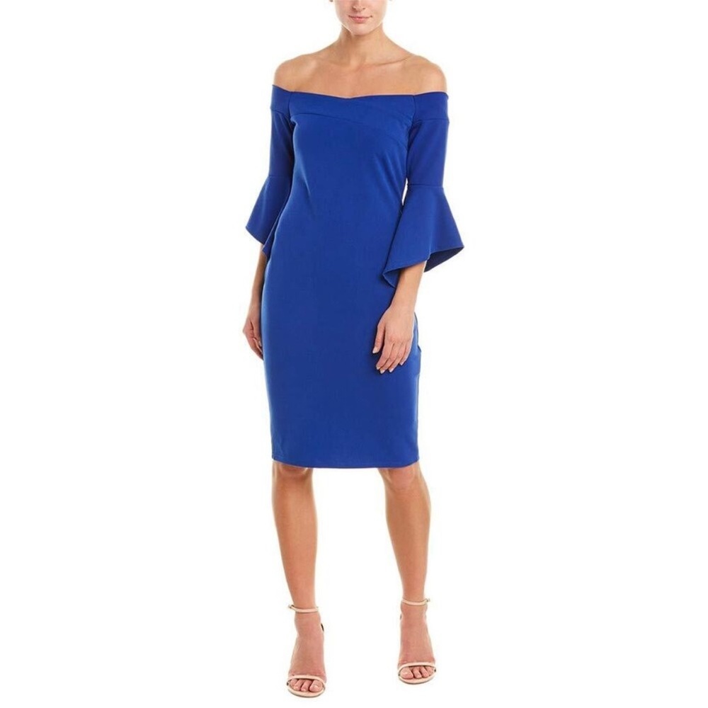 bebe Light Blue Off-Shoulder Cocktail Dress SZ 12